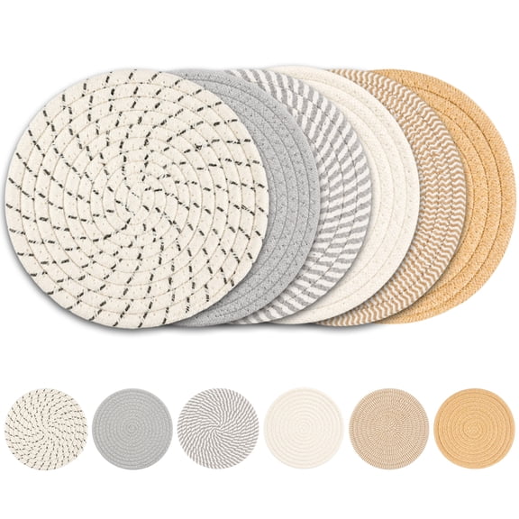 INCTUO 6 Pcs Hot Pads, 8 inch Trivets for Hot Dishes, Hot Pots and Pans, Thick Heat Resistant Large Coaster for Kitchen, Kitchen Essentials, Kitchen Decor for Table & Countertop