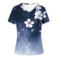 thumbnail image 6 of JTZGDY Vintage Floral Print Summer Tops for Women Casual Short Sleeve Oversized V Neck Graphic T-Shirts Loose Fit Comfy Beach Vacation Tunic Tees Shirt Blouse Navy S, 6 of 6