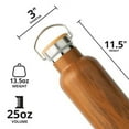 thumbnail image 3 of Elemental Classic Insulated Water Bottle, Leak Proof Thermos Water Bottle with Bamboo Lid and Metal Ring, Reusable Insulated Stainless Steel Water Bottle, 25oz - Teak Wood, 3 of 9