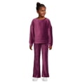 thumbnail image 2 of Wonder Nation Girls Long Sleeve Velour Pullover and Flare Pants Outfit, 2-Piece Set, Sizes 4-18 & Plus, 2 of 5