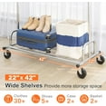 thumbnail image 4 of Single Rail Garment Rack on Wheels 450lbs Heavy Duty Clothes Rack with Shelves Rolling Clothing Rack with Extensible Size 71"L, Portable Adjustable for Hanging Clothes, Chrome Finish, 4 of 7