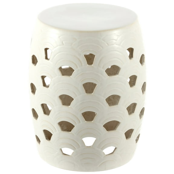 SAFAVIEH Amaissa 15" Natural Geometric Ceramic Garden Stool, Cream