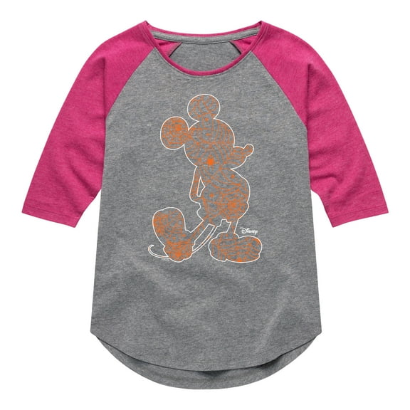 Mickey & Friends - Mickey Silhouette - Toddler And Youth Girls Raglan Graphic T-Shirt