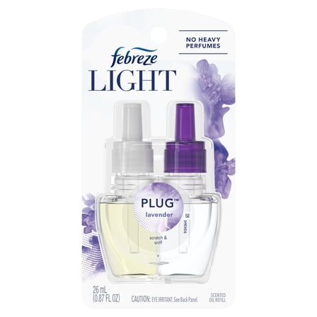 Febreze Light Odor-Eliminating Air Freshener Plug Scented Oil Refills, Lavender, 1 count