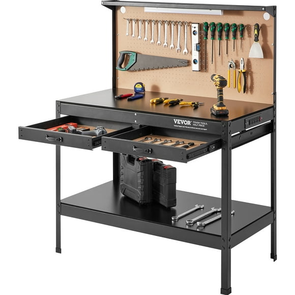 VEVOR Workbench A3 Steel Work Bench For Garage max. 1500W Heavy Duty Workbench 220lbs Weight Capacity 0.47" Bench top
