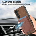 thumbnail image 4 of ELEHOLD for Samsung Galaxy S21, Wallet Phone Case,Slim Leather Shockproof Lens Protector with Card Slot Anti-Scratch Case Cover,Support Magnetic Car Mount, brown, 4 of 8