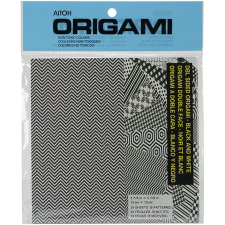 UPC: 0762867014650 | Aitoh Origami Paper 5.875 X5.875  24/Pkg-Double Sided Black & White