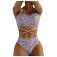 thumbnail image 1 of Aayomet Maillot de Bain Sexy pour Femmes Bikini Multicolore Imprimé devant (Violet, TG), 1 of 5