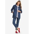 thumbnail image 4 of Woman Within Plus Size Long Stretch Denim Jacket Oversized Jean Jacket, 4 of 5