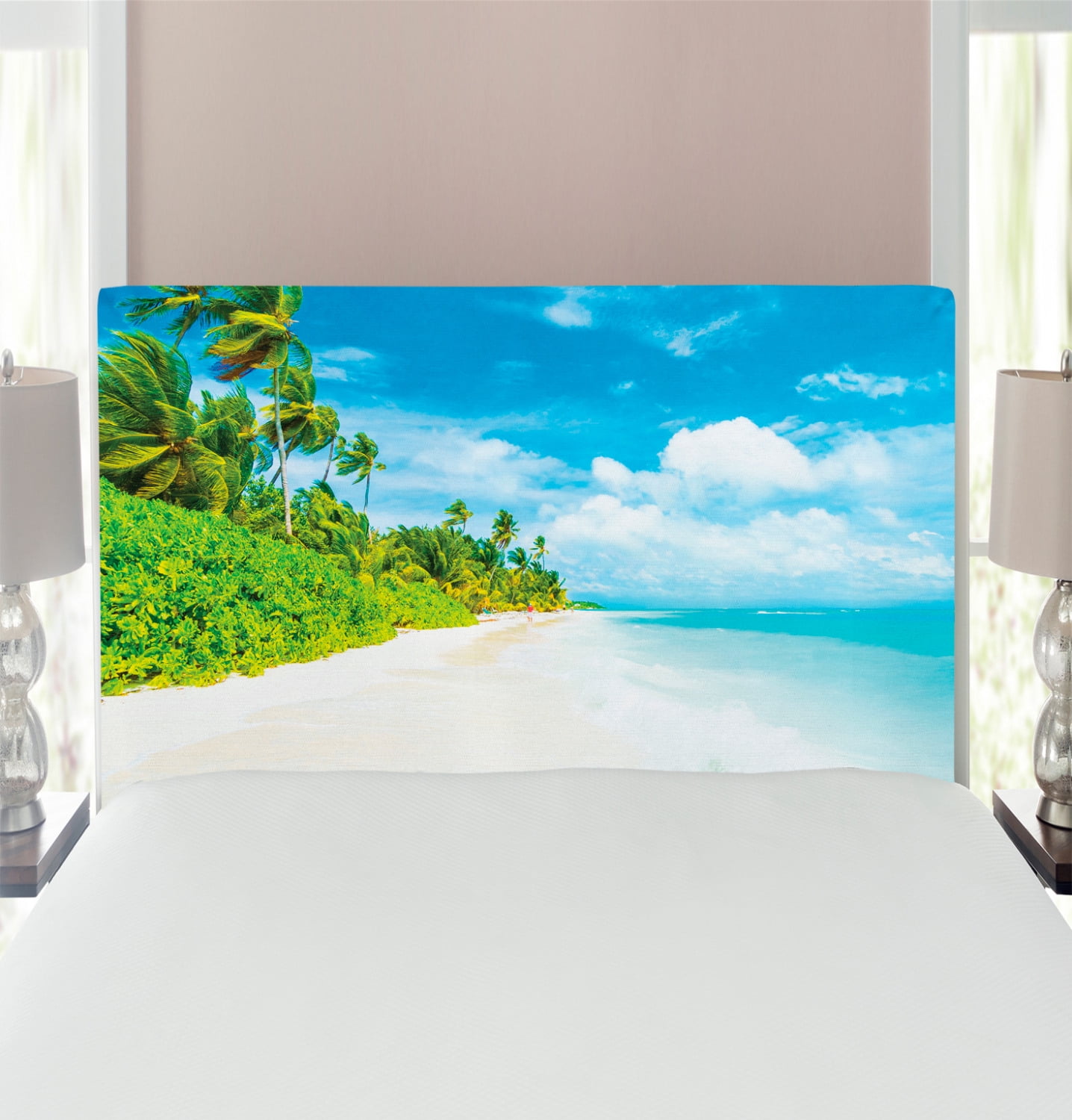 Ocean Headboard, Image of Tropical Beach Sea Sky Landscape with Coconut ...