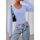 thumbnail image 4 of Crop Top PRETTYGARDEN Mujer Manga Larga Cuello en V Azul Claro, 4 of 8