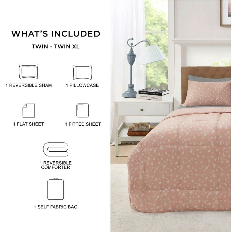 Mainstays All in One Reversible Comforter and Sheet set- 5 Piece