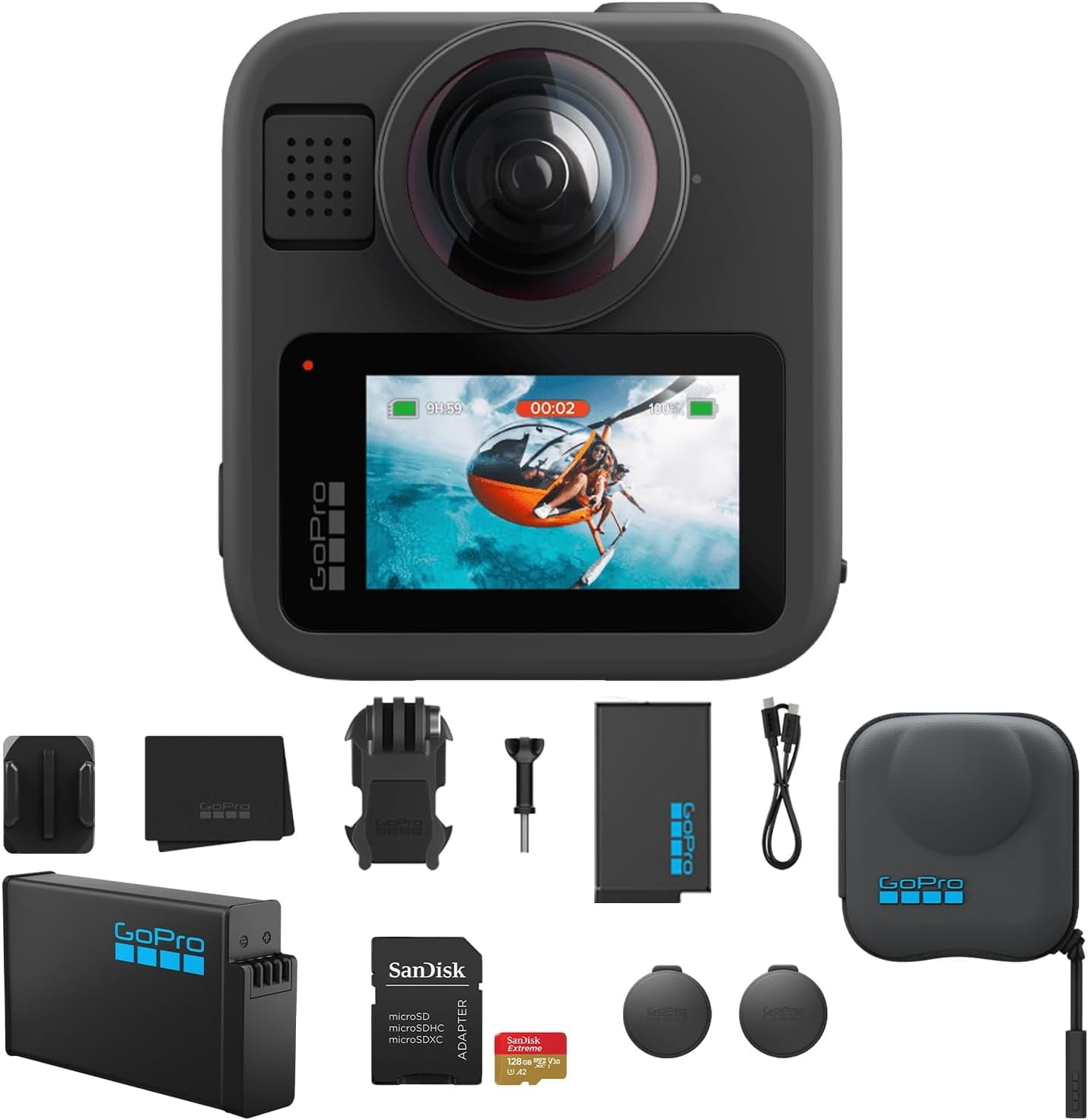 DJI 990362766 Osmo Pocket 3 Camera Bundle with 128GB SD Card, Gray