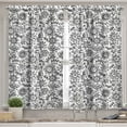 thumbnail image 2 of Ambesonne Black and White Valance & Curtain, Floral Sketch, 55"x24", Black White, 2 of 6