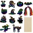 thumbnail image 2 of 48 piezas de papel para rascar de Halloween hecho a mano, marcapáginas de bricolaje, arte para rascar, tarjeta para rascar para niños, pintura al agua pegajosa duradera, 2 of 3