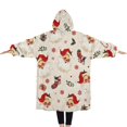 thumbnail image 2 of Oversized Wearable Blanket Hoodie,Beige Christmas Santa Pattern Sherpa Blanket Hoodie with Super Pockets,Super Warm Fuzzy Pullover for Women & Men, 2 of 6