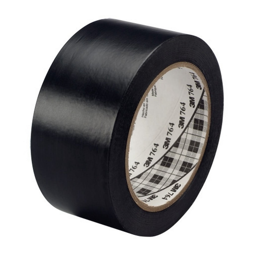 3M General Purpose Vinyl Tape 764 Black 2" X 36 Yard Roll (6 Pack)