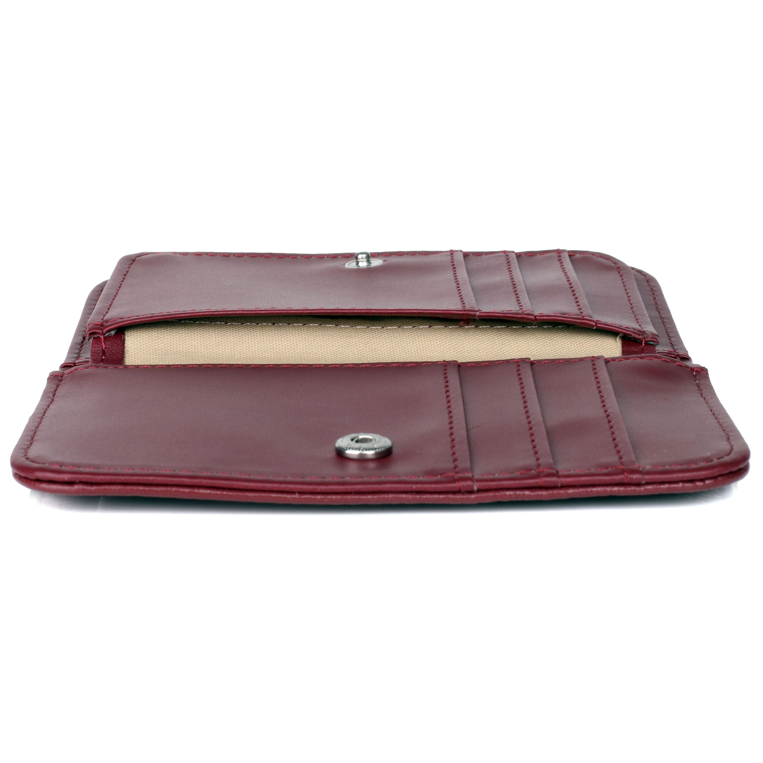 Julia Buxton Women's Hudson Pik-Me-Up Snap Card Case Leather, Red