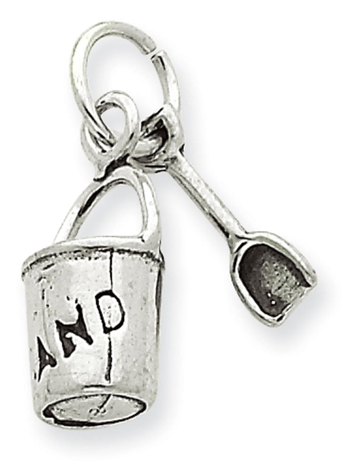 Sterling Silver Antiqued Sand Bucket And Shovel Charm New Pendant