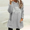 thumbnail image 2 of ZQGJB Yes, I'm Still Freezing Me 24:7 Print Long Sleeve Winter Thick Warm Hoodies Trendy Oversized Baggy Hooded Pullover Sweatshirts Loose Comfy Outwear Coat with Pockets Gray M, 2 of 5
