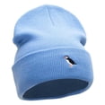 thumbnail image 4 of Mini Puffin Embroidered 12 Inch Long Knitted Beanie - Sky Blue OSFM, 4 of 5