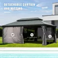 thumbnail image 4 of Domi Outdoor Living 14’x20’ Hardtop Gazebo, Aluminum Frame Canopy with Galvanized Steel Double Roof, Permanent Outdoor Metal Pavilion with Curtains & Netting for Patio, Backyard & Lawn,Gray, 4 of 8