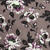 Decora Furnishings Soft Velvet Fabric Floral Design Digitally Printed Sewing Craft Fabric, 54-Inch, Mauve