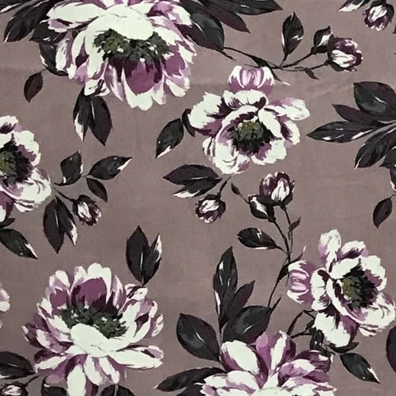Decora Furnishings Soft Velvet Fabric Floral Design Digitally Printed Sewing Craft Fabric, 54-Inch, Mauve