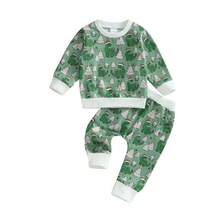 

Bagilaanoe 2Pcs Toddler Baby Girl Boy Christmas Clothes Cartoon Print Long Sleeve Sweatshirt Tops + Sweatpants 6M 12M 18M 24M 3T Kids Long Pants Set