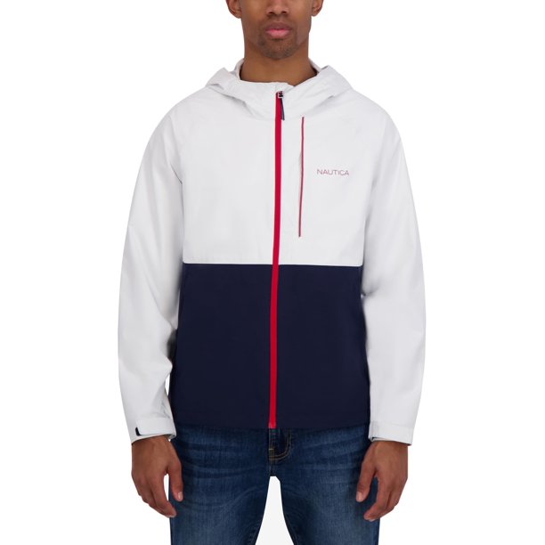 Chaqueta Nautica ligera impermeable y resistente al viento blanca y azul