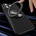 thumbnail image 3 of Magnetic Case for iPhone 16 with 360 Rotating Ring Kickstand, Aramid Carbon Fiber Ultra-Thin Shockproof Protective Cover Compatible with MagSafe Wireless Charger, Darkblue, 3 of 7
