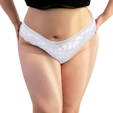 GHSOHS Womens Underwear Panty Plus Size Underwear Women s Briefs Women s Underwear Lace Panties Stretch Soft Ladies Hipster Briefs Panty Cotton Crotch Seamless Underpants White Briefs Boy Shorts L