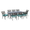 Hanover Traditions 9-Piece Rust-Free Aluminum Outdoor Patio Dining Set with Blue Cushions, 8 Dining Chairs and Aluminum Rectangular Dining Table, TRADDN9PC-BLU