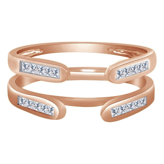 Princess White Cubic Zirconia Solitaire Enhancer Guard 10k Rose Gold Ring Size - 9