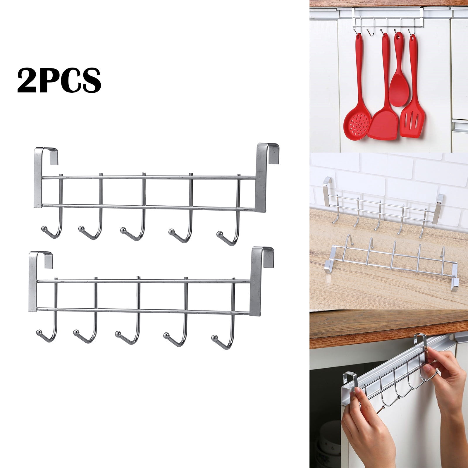 Foraging dimple 2pcs Wall Mounted Hook Rack Over The Door Stainless