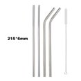 thumbnail image 1 of 18/10 Stainless Steel Straw Set Reusable Drinking Straw High Quality Metal Colorful Straw With Cleaner Brush Bar Party Accessory 5Pcs Silver, 1 of 6