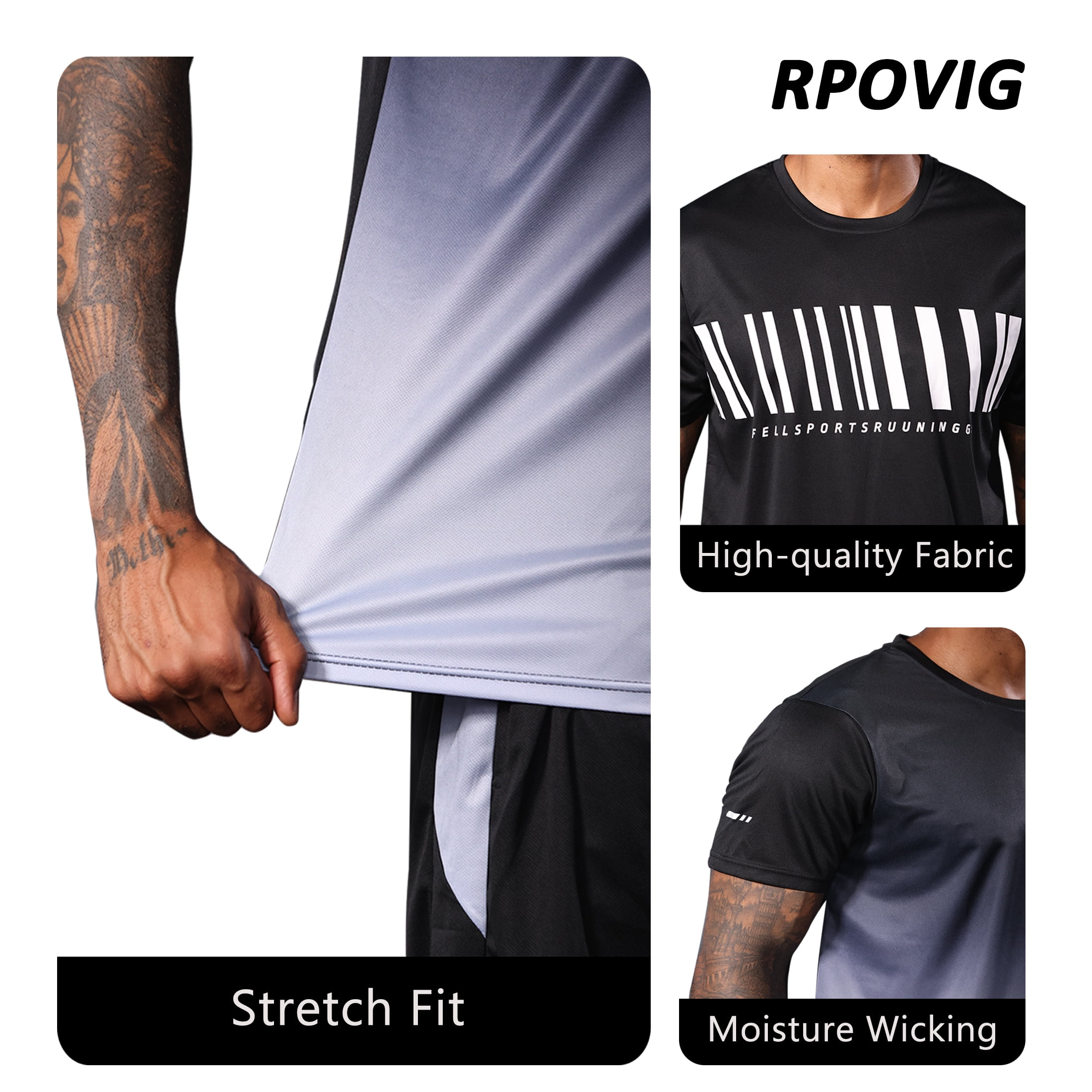 3 pack Mens Gym Short Sleeve T-Shirt Set Athletic Basketball Workout Running Shorts,S-3XL