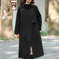 thumbnail image 6 of XPMWRP Women High Funnel Collar Asymmetric Button Wool Blend Long Coat Loose Warm Winter Outerwear Jacket Black L, 6 of 6