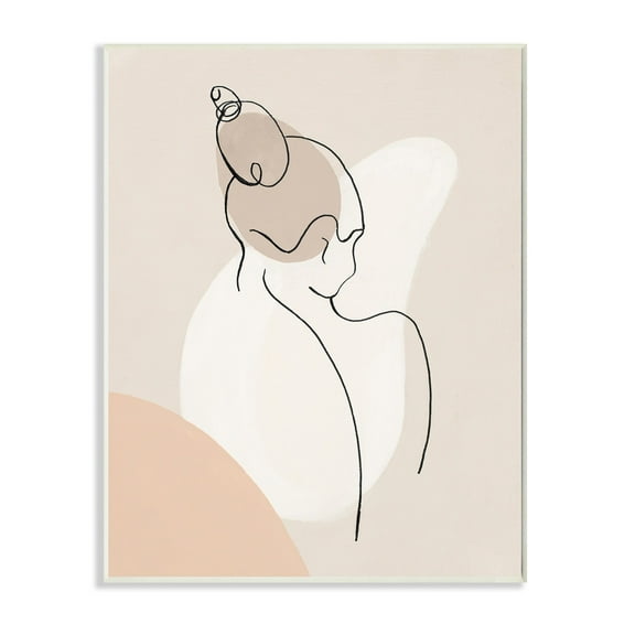 Stupell Industries Abstract Female Line Drawing over Abstract Shapes,13 x 19,Designed by Patricia Pinto