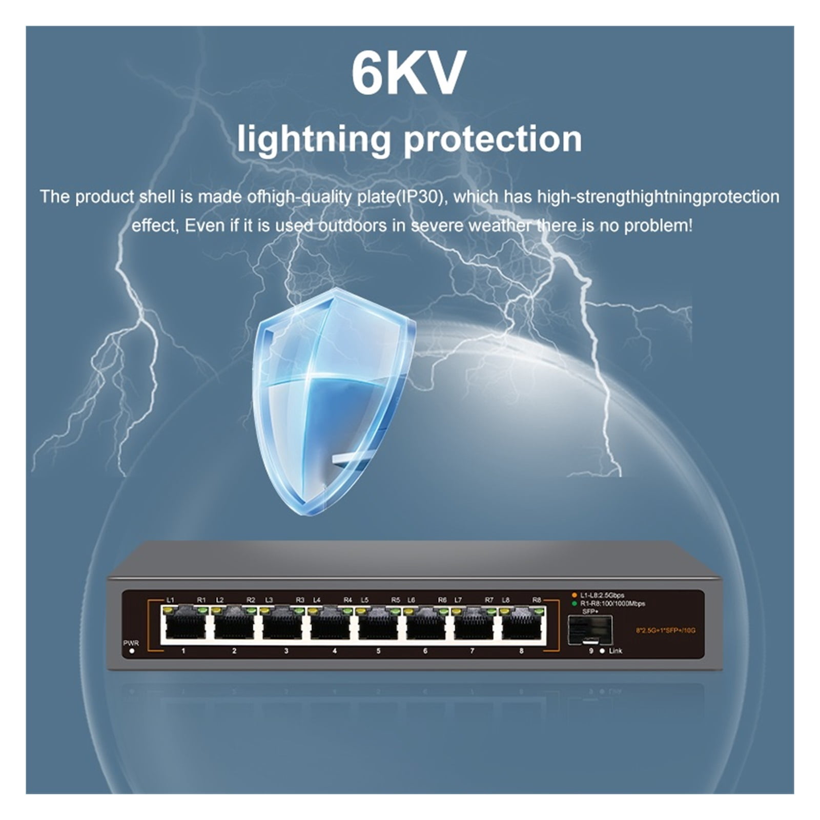 8 RJ45 Ports 2.5Gb Ethernet Switch 2.5GBASE-T Network Switch 10Gigabit