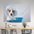 thumbnail image 4 of Easygdp Terrier Takes A Bath With Shower Cap Tapestry Wall Hanging, Wall Tapestries for Bedroom Aesthetic Living Room Office Decor 60x40in, 4 of 8