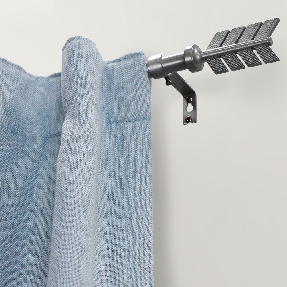 Lumi 28 in. - 48 in. Adjustable Single Curtain Rod 5/8 in. Dia. in Pewter with Arrow finials