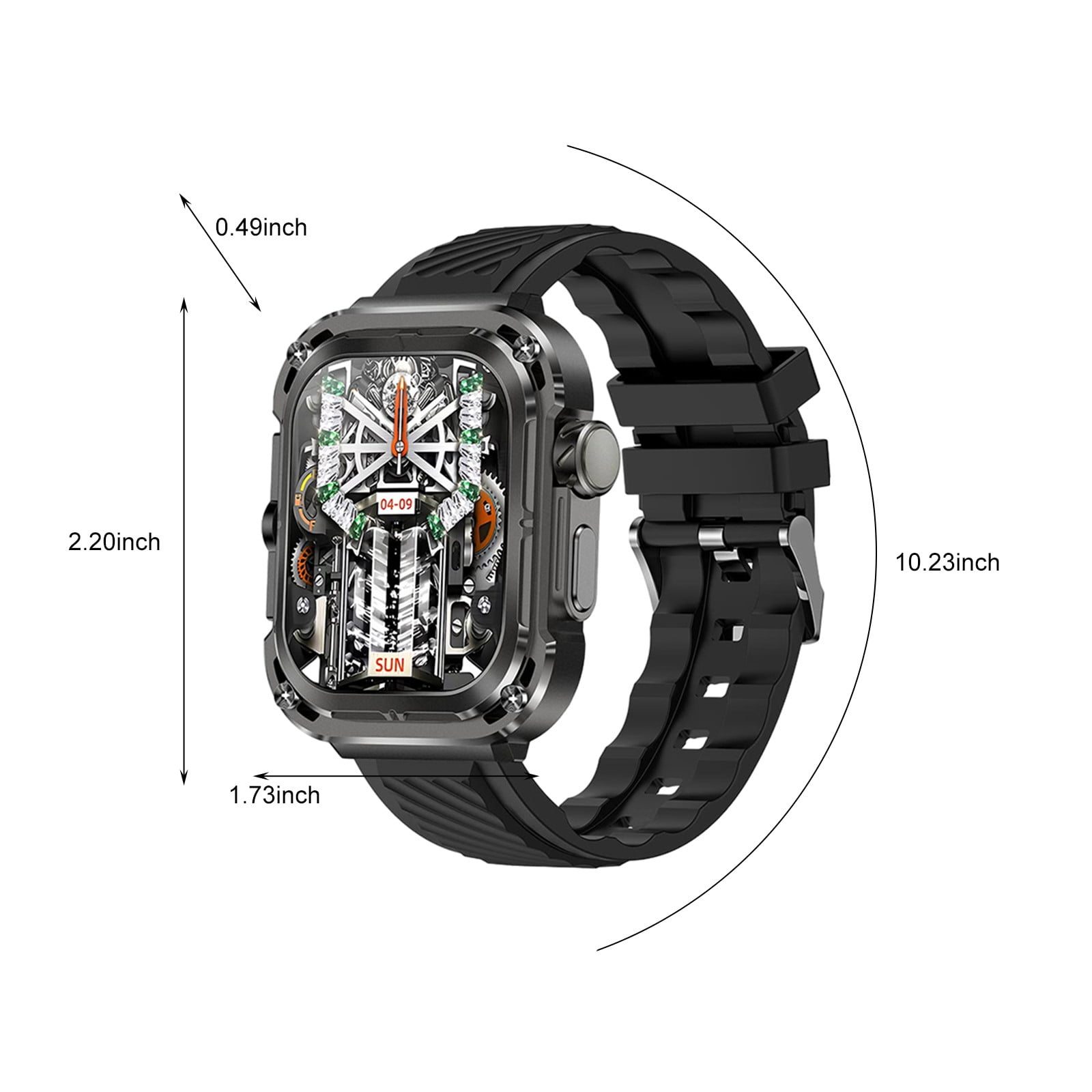 Jubipavy Smart Wearable Watch Multifunction HD Rectangular Screen Wireless Magnetic Charging NFC Access Control Motion Record IP68 Watertightness Bluetooth Function