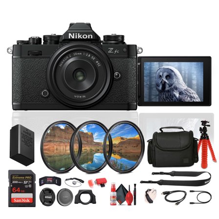 Nikon Z fc DX-Format Mirrorless Camera with NIKKOR Retro Style Z 28mm f/2.8 (SE) Lens   More