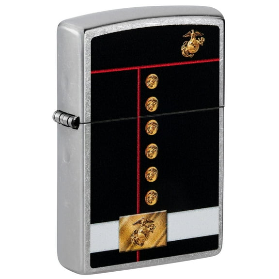 Zippo Lighter - Personalized Custom Message Engraved on Backside for U.S Marines Corps Dress Blues Street Chrome Windproof Lighter #48550