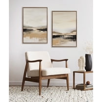 Kate and Laurel Sylvie Beaded Peaceful Landscape I and II Vintage Framed Canvas Wall Art Set by Amy Lighthall, 2 Piece Set 23x33 Gold, Abstract Mountain Landscape Art for Wall