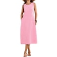 thumbnail image 3 of Summer Dresses for Women Casual Maxi Dress Vacation Long Sundresses Plaid Striped with Pockets Pink Checkered S, 3 of 9