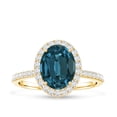 thumbnail image 4 of Rosec Jewels Ladies 2.5 CT Oval Cut London Blue Topaz Ring with Diamond Halo - December Birthstone Ring, 10K Yellow Gold, US 11.50, 4 of 8
