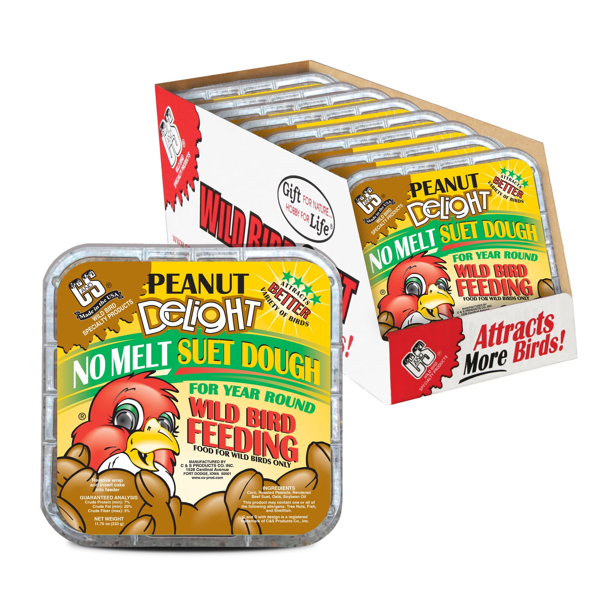 C&S Peanut Delight No Melt Suet Dough 11.75 Ounces, Pack of 8