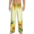 thumbnail image 2 of Kdxio Sunflowers On A Yellow Background Print Men's Sleep Pajama Pant Lounge Pants with Pockets, 2 of 8